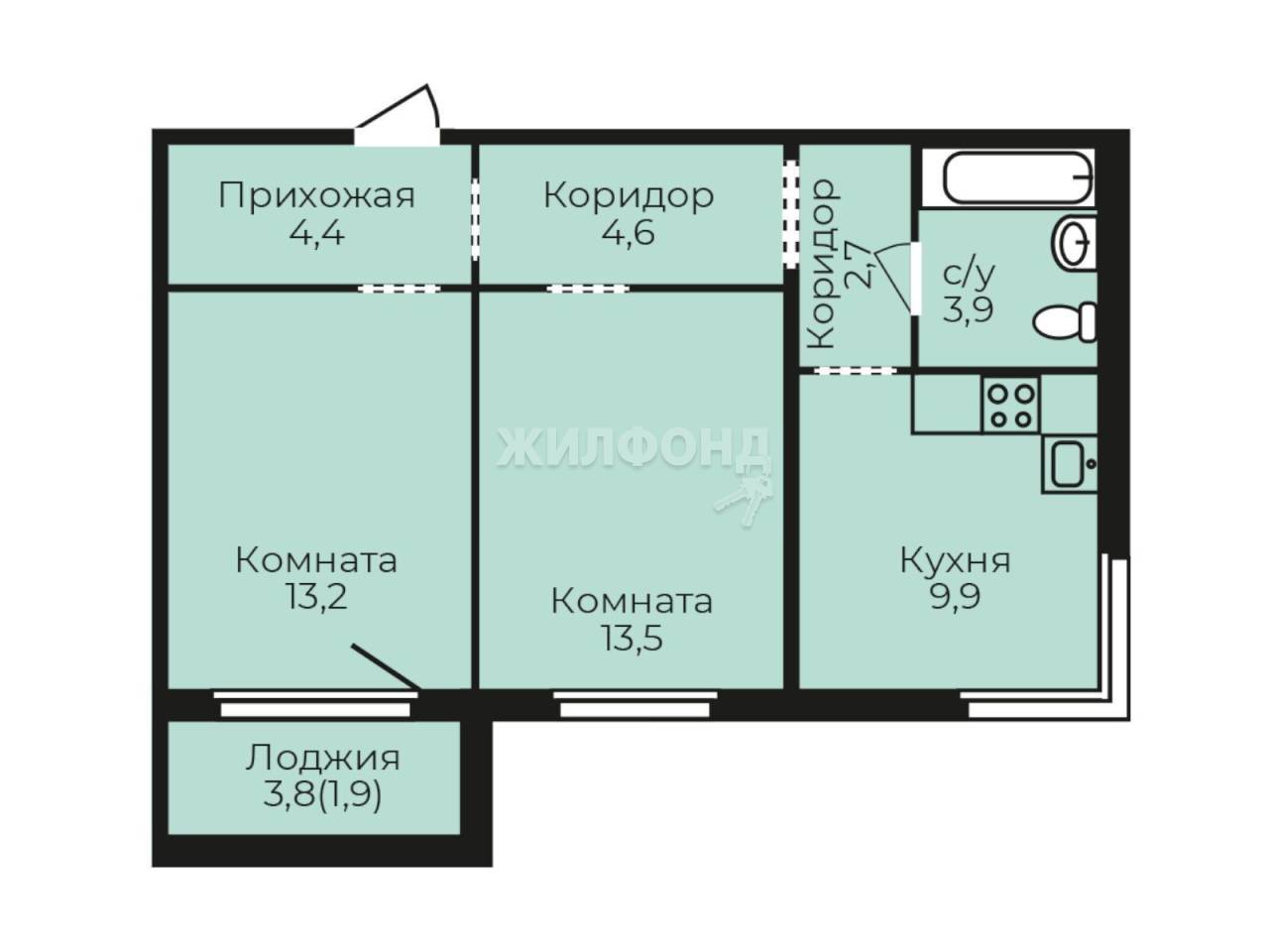 Купить двухкомнатную квартиру в г.Барнаул - вариант 2022116110 | Жилфонд