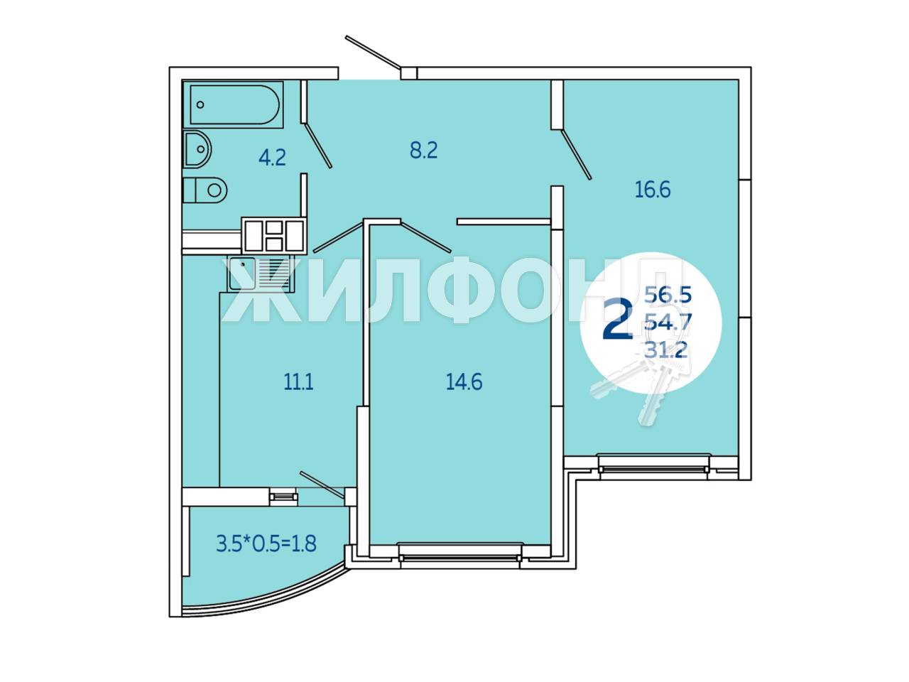 Купить двухкомнатную квартиру в г.Краснодар - вариант 2023100283 | Жилфонд